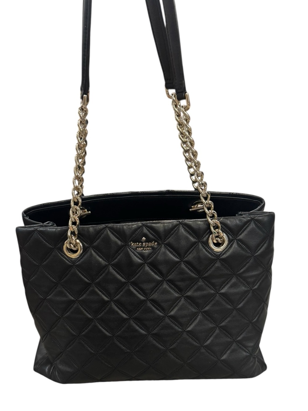 Kate Spade BQuilted Leather Shoulder Bag with Gold Chain Straps